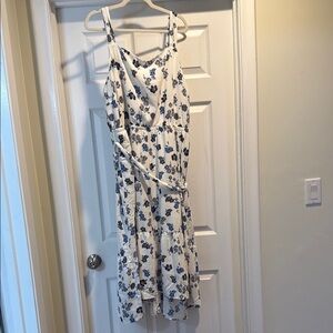 Lane Bryant Ivory and Navy Floral Midi Dress
